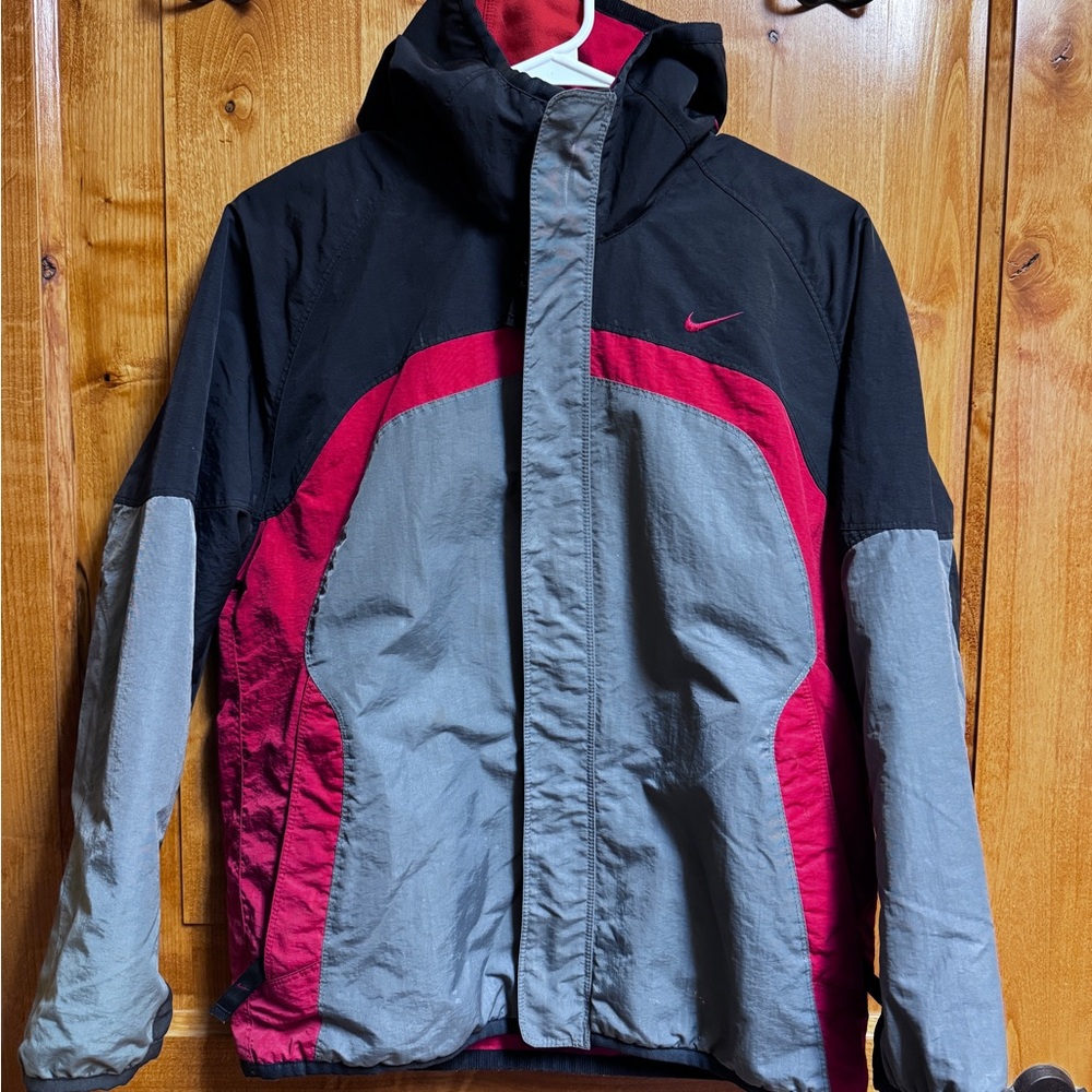 NIKE Youth Reversible Black, Red, and Gray Winter Jacket